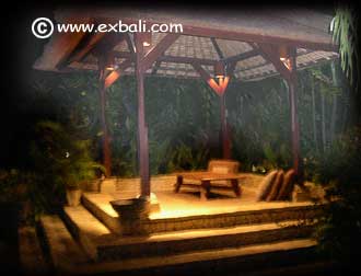 Balinese gazebo with night lighting